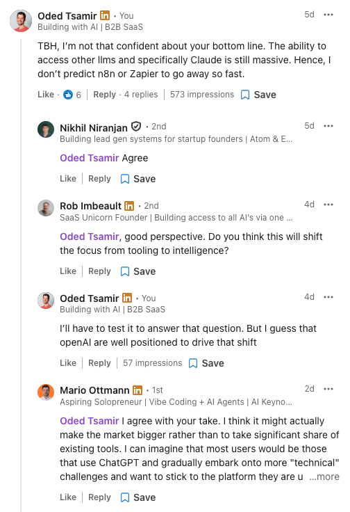 Comment thread with multiple replies from ICP prospects