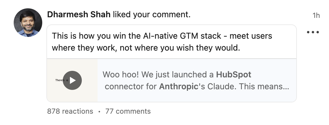 Dharmesh Shah liked comment with 878 reactions