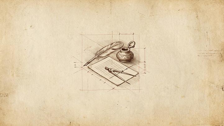 Da Vinci-style workshop plate illustrating: How to write a LinkedIn post people read: from idea to Post button