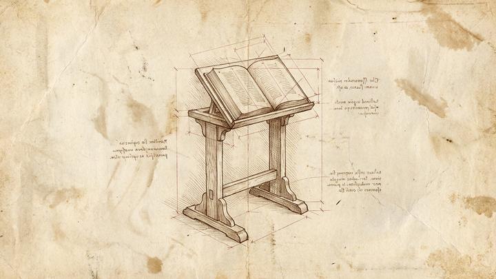 Da Vinci-style workshop plate illustrating: LinkedIn About section examples, written for the person who already clicked