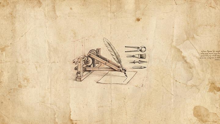 Da Vinci-style workshop plate illustrating: How to give Claude a LinkedIn skill that actually sounds like you
