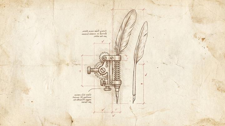Da Vinci-style workshop plate illustrating: Will AI replace ghostwriters? Some of them, and faster than they think.